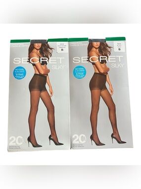 Lot of 2 Secret Silky Control Panty Tights 20 Denier Size B BNIB Nightshade BLK